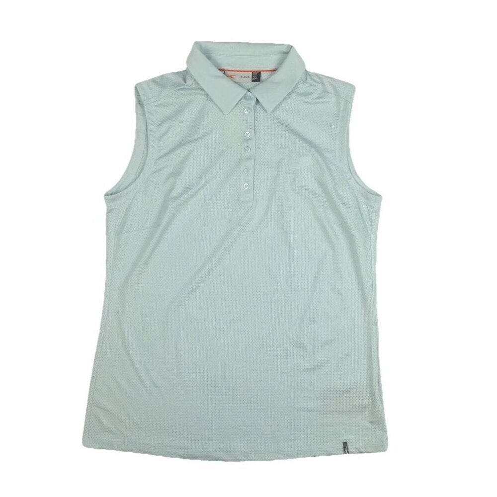 KJUS Eve Sleeveless Polo Shirt Womens 36 /S Teal Mesh Sport Fit Golf Performance